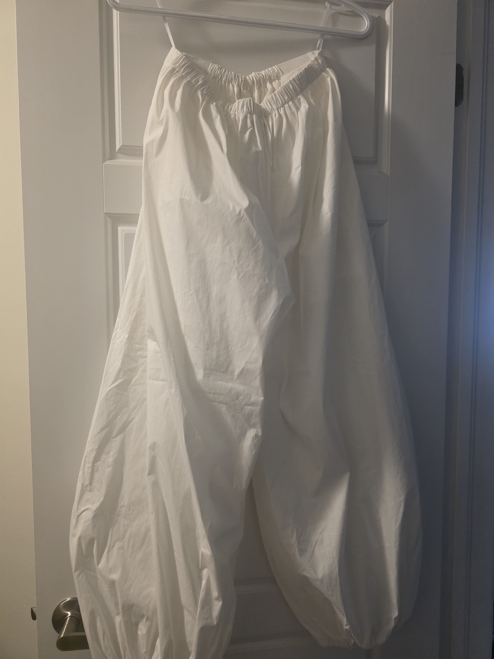 Bershka White Balloon Track Pants with Elastic Waist